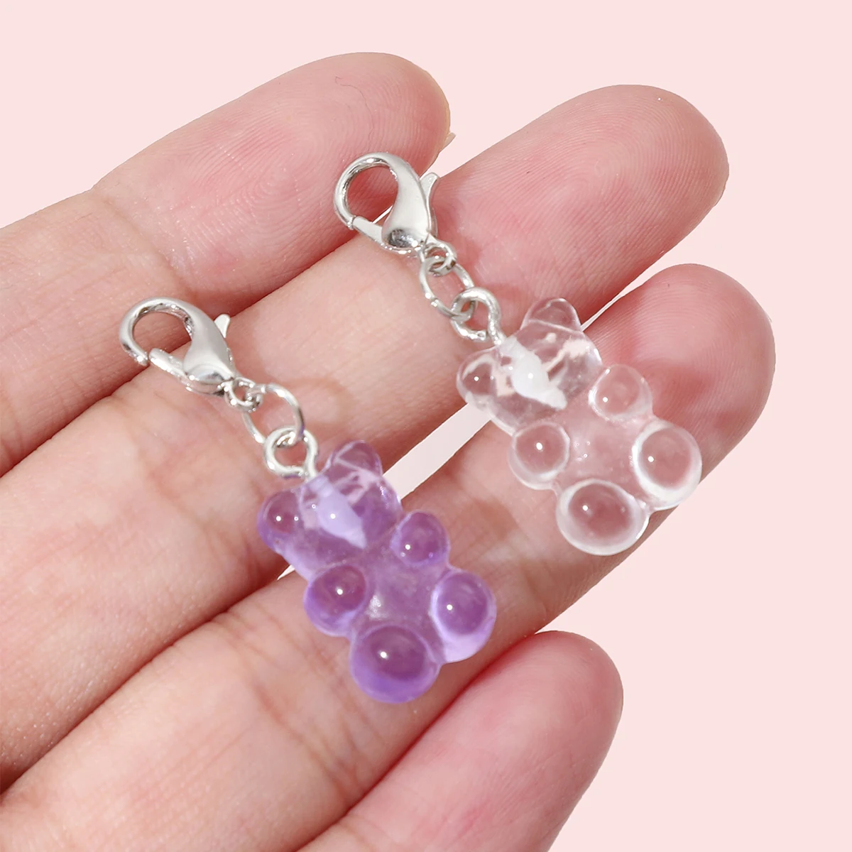 About40Pcs Randomly Mixed Color Mushroom Pendant, Bear Accessories, Lobster Buckle, Single Circle DIY Making Bracelets, Earrings