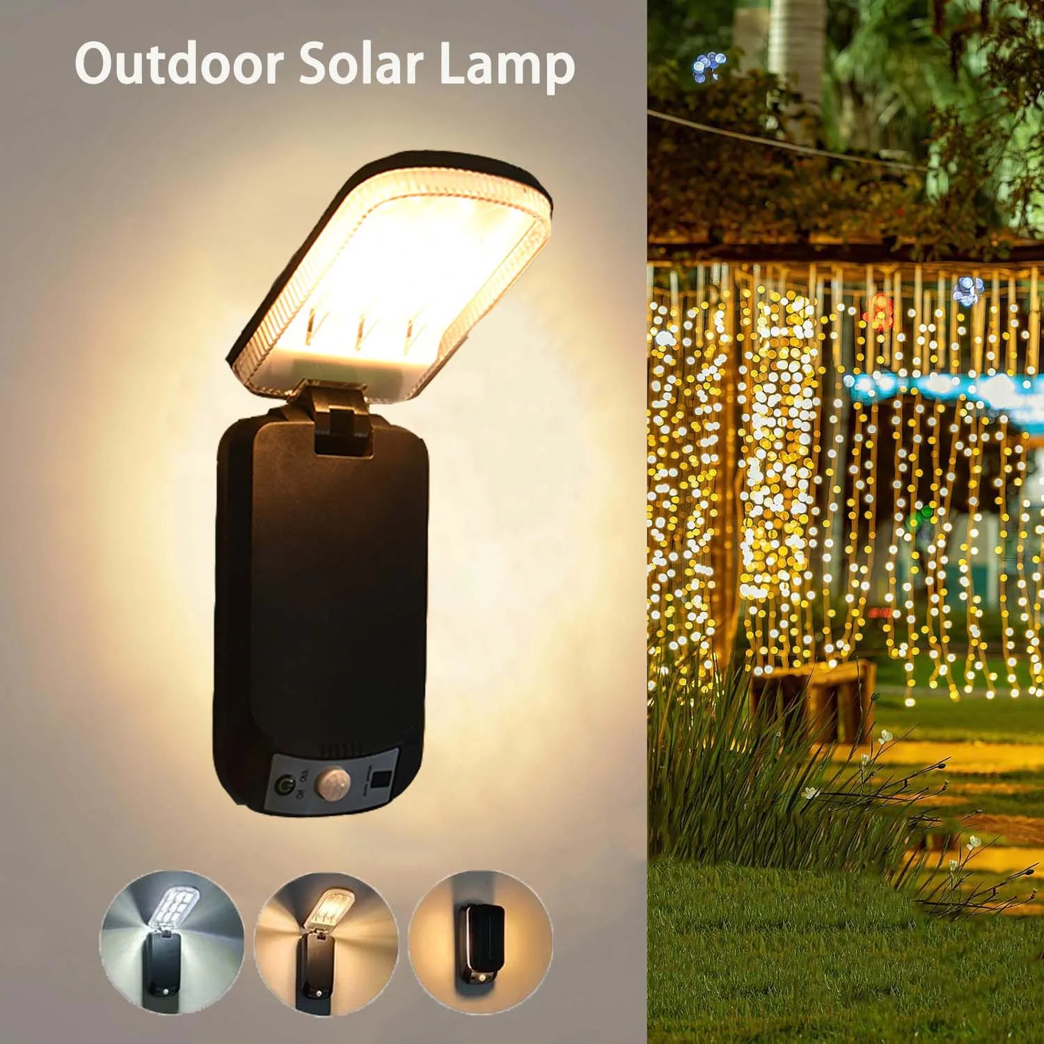 

Foldable Outdoor Solar Lamp with Remote Control PIR Motion Sensor Waterproof Solar Wall Lamp 3 Modes for Garden Street Lighting