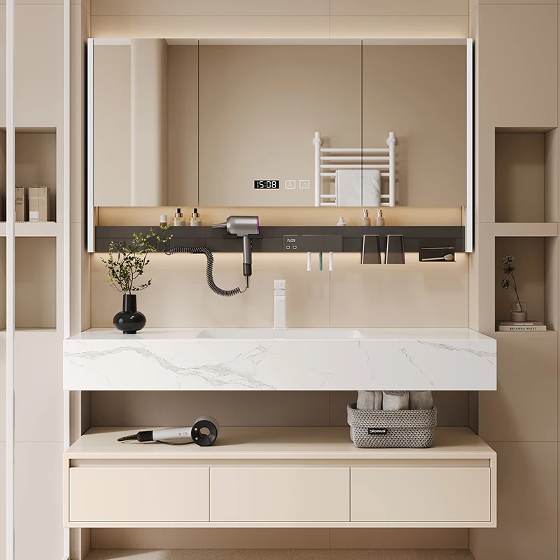 

Новый кремовый ветер для отеля, ветровой шифер, бесшовная керамическая раковина, туалет, комбинация шкафа для ванной комнаты