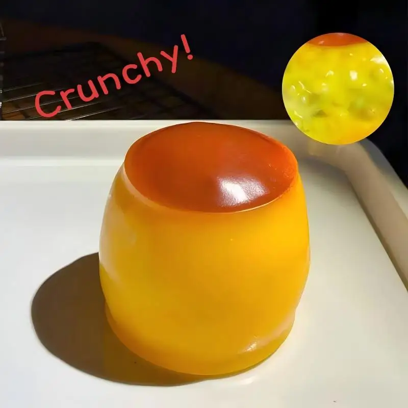 Knuspriger Karamellpudding, Fidget-Spielzeug, weich, dehnbar, realistische Puddingform mit Knistergeräusch, Anti-Angst-Partygeschenk