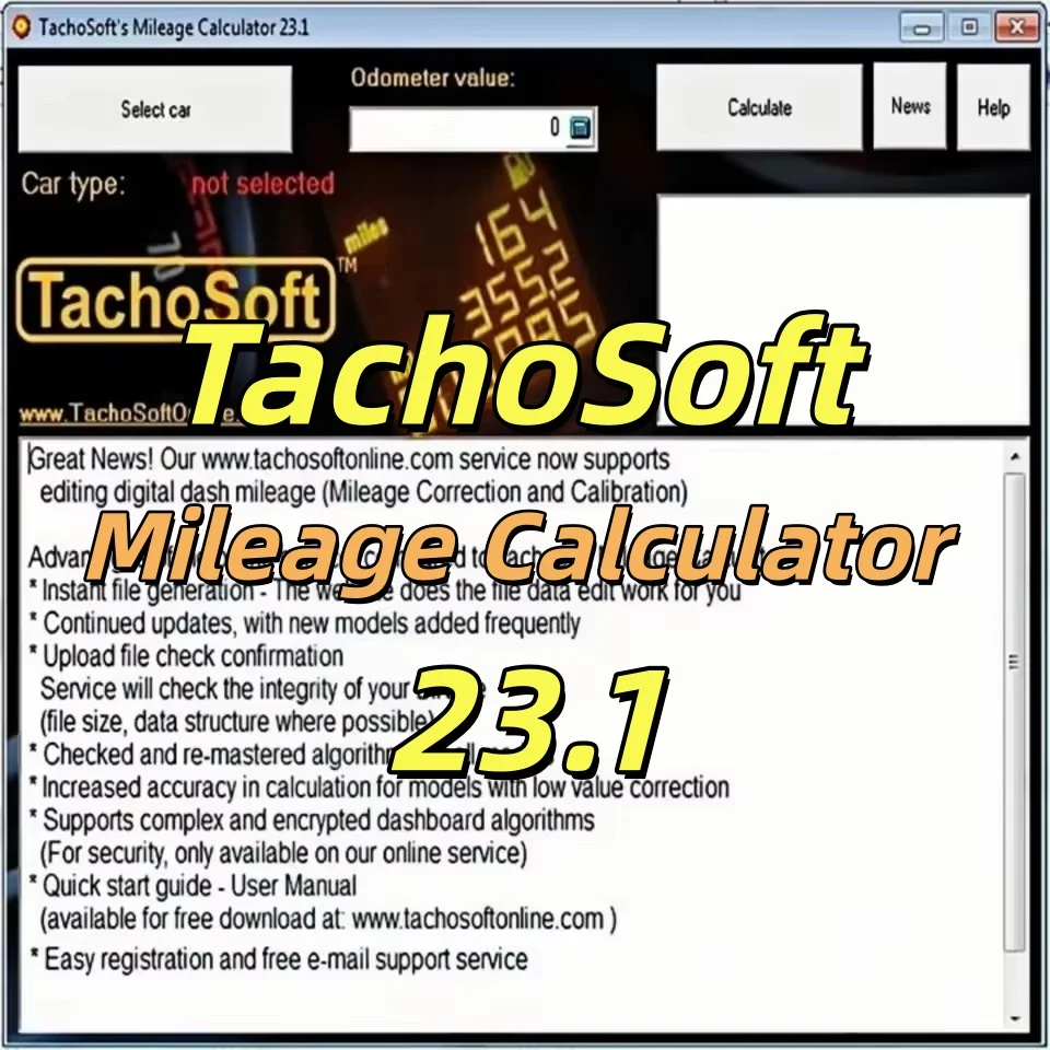 

Калькулятор пробега TachoSoft 23,1 TachoSoft Программное обеспечение для расчета счетчика пробега V23.1 с лицензией Цифровые калькуляторы одометра
