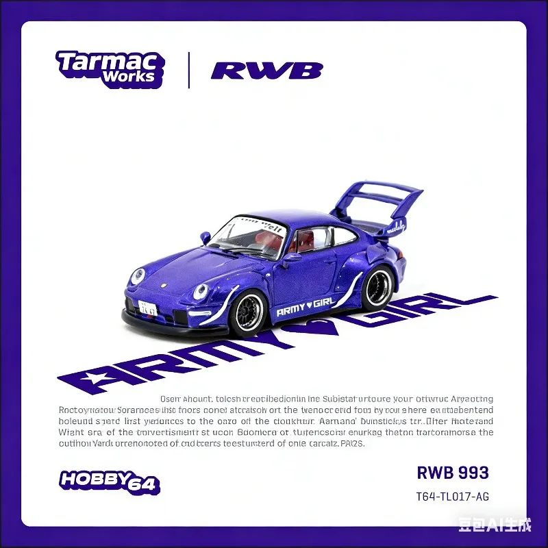 

TW 1:64 RWB 993 ARMY GIRL Scale Alloy Car Model, Boys' Holiday Gift Toy, Adult Collection Decoration Piece.