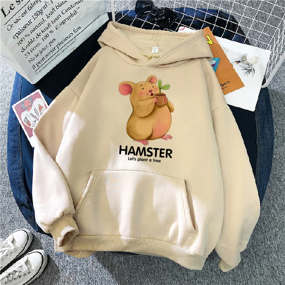 

Hamster hoodies women Fleece harajuku gothic y2k aesthetic Hood female Korean style clothing