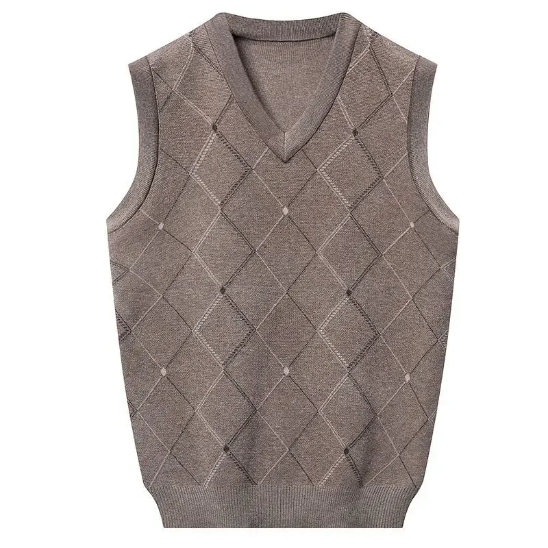 

High Quality Fashion Men's Sleeveless Waistcoats Male's Warm Knitted Casual Vests Pullovers V-Neck Sweaters Brand Clothing