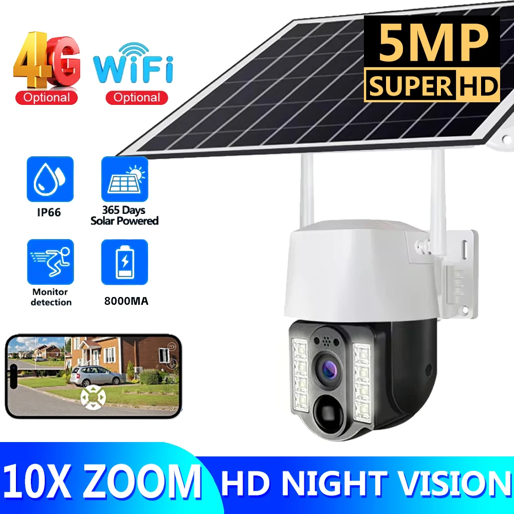 

Solar Camera 4G SIM Card WiFi Smart Home Protection Outdoor Waterproof Video Surveillance IP Wireless Security 360 Monitoring