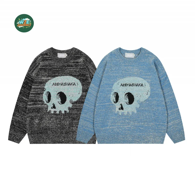 

W2EJOURNEY EU US Size Premium Quality Luxury Outdoor Wear Vintage Trendy Clothes Men's Crewneck Soft Casual Pullover Sweaters