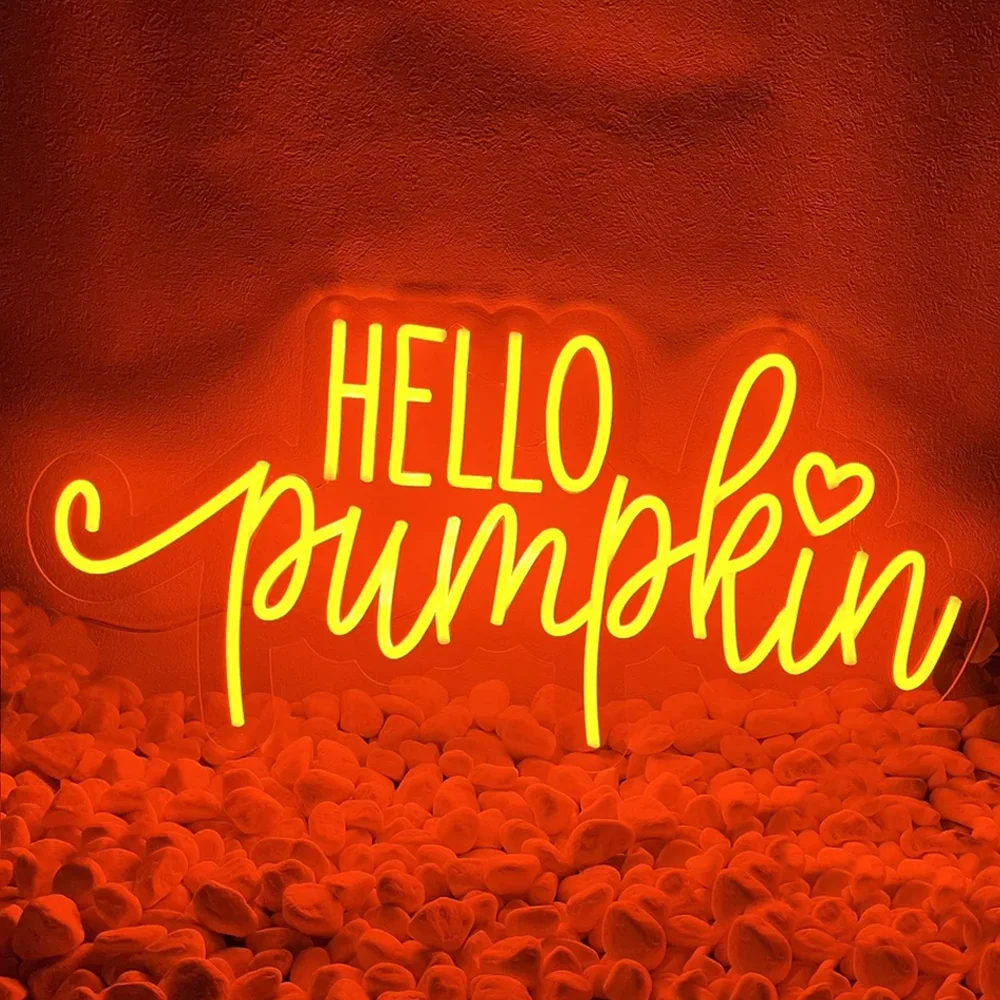 Halloween Pumpkin Neon Sign Dimmable Lamp Witch Hat Shape Halloween Room Decor Led Light For Living Room Party Shop Decor