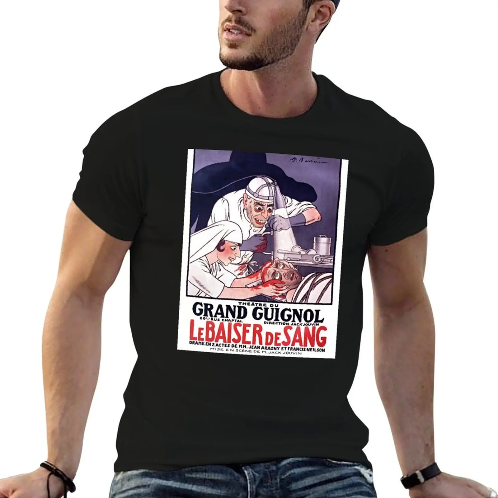 

Théatre du Grand Guignol de Paris. Le Baiser de Sang T-Shirt anime t shirts oversize t shirts for man graphic funny T-Shirt