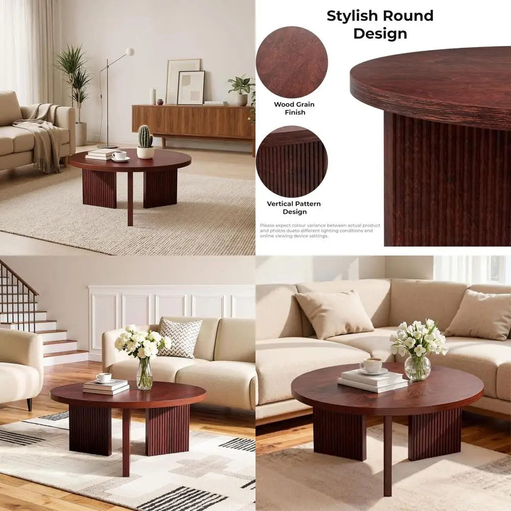 

Круглый деревянный журнальный столик, столешница толщиной 35 мм, дизайн с X-образными ножками, низкий круглый приставной столик для гостиной/офиса