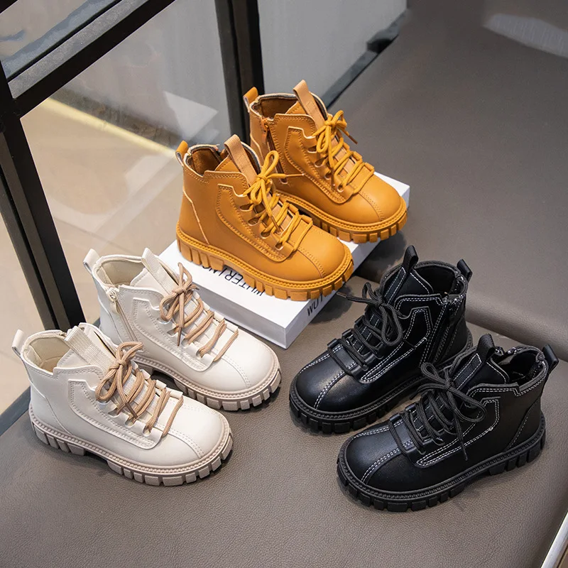 

2025Autumn New British Style Kids Leather Boots Retro Versatile Girls Thick Bottom Ankle Boots Comfort Anti Slip Boy Casual Boot