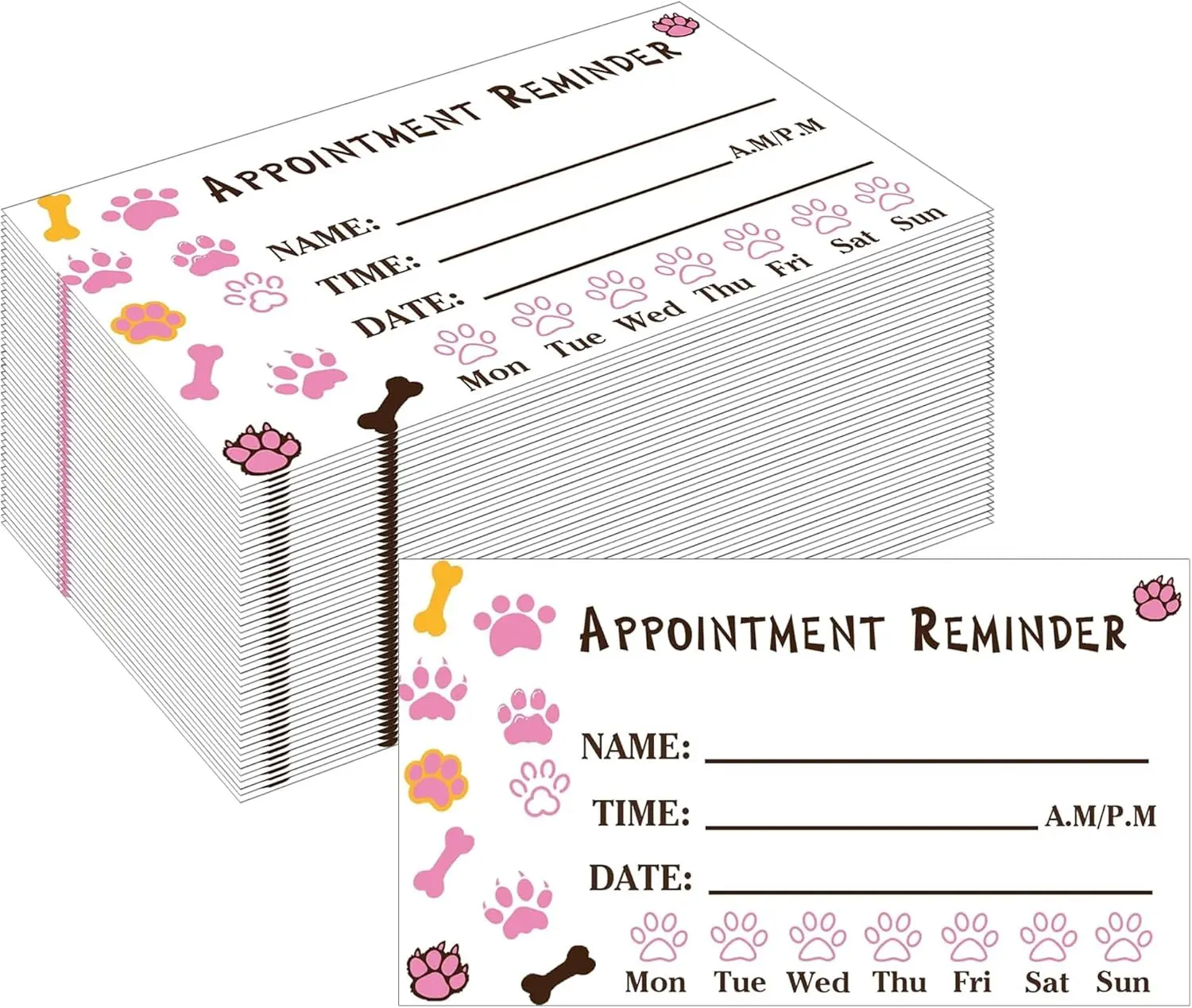 Pet Grooming Appointment Reminder Cards 2 x 3.5inch Paw Prints Appointment Business Cards Grooming Report Cards 100 Pcs