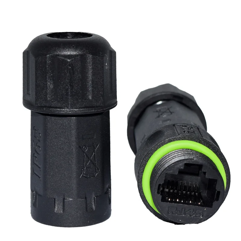 RJ45 موصل مقاوم للماء M16 قطر السلك IP68 واجهة كابل موصلات شبكة موصل سلك غير محمي