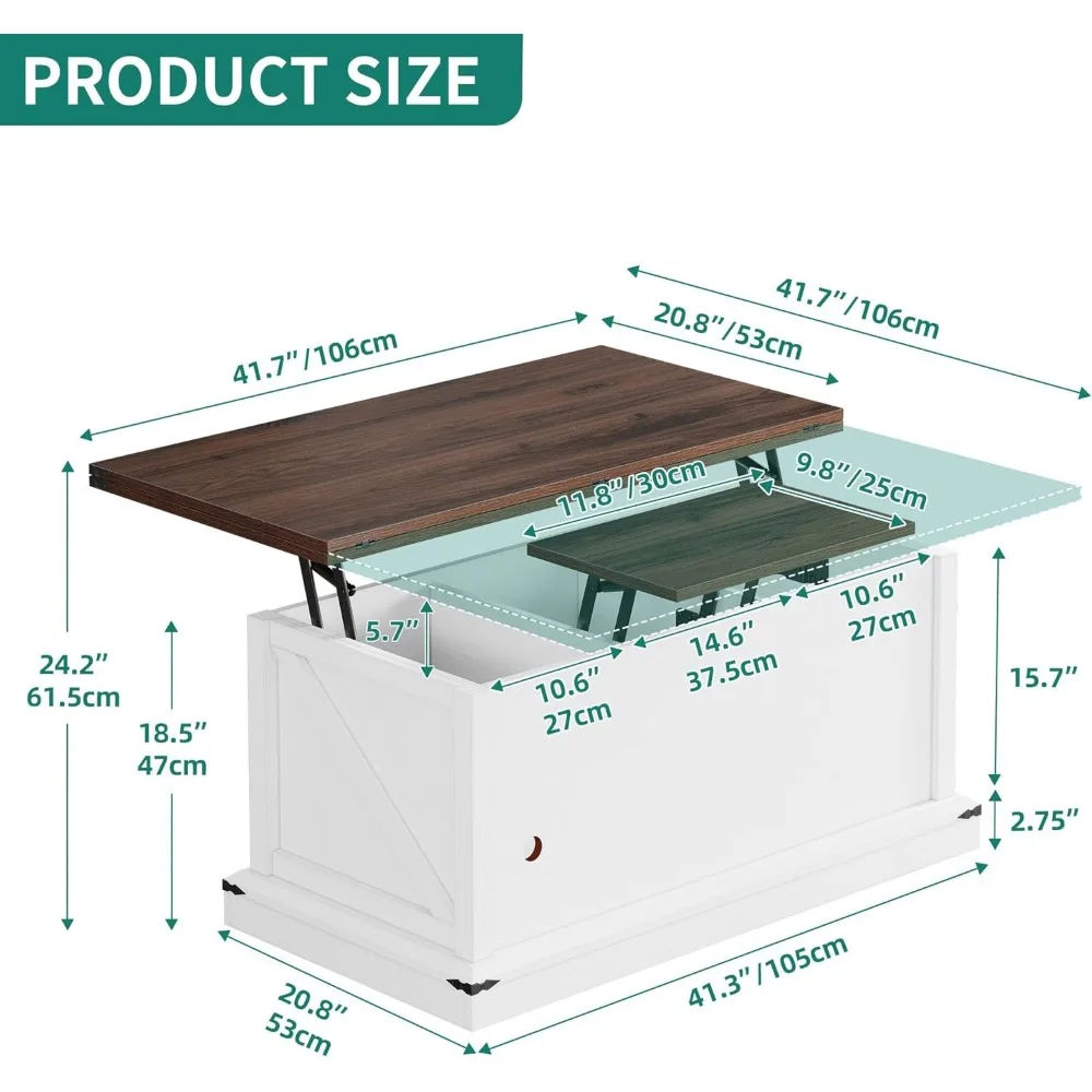 Living Room Adjustable Coffee Table, 3-in-1 Multifunctional LED with Storage Space, Living Room Adjustable Dining Table