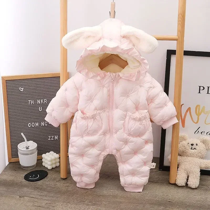 Jumpsuit Winter Clothing Female Baby Winter Thickened Crawl Clothes Baby Winter Outwear 2023 New Winter Baby Cotton Clothes