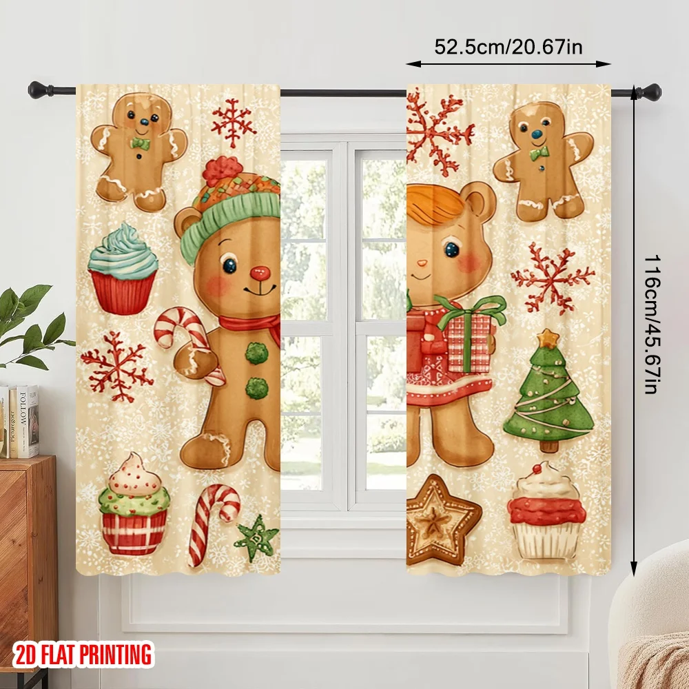 2pcs,2D plane printing Popular Curtains Vintage Truck & Presents Versatile Fabric (without rod) Decorations Inside Perfect for