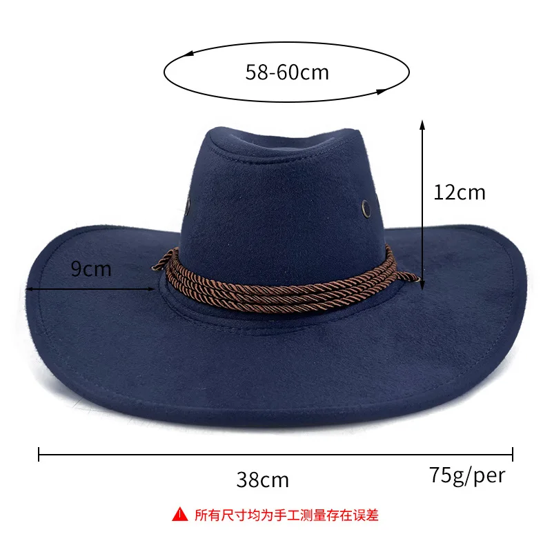 New British Style Jazz Hat Cowboy Hat Western Suede Denim Hat Men\'s and Women\'s Ethnic Style Retro Knight Top Hat Wholesale