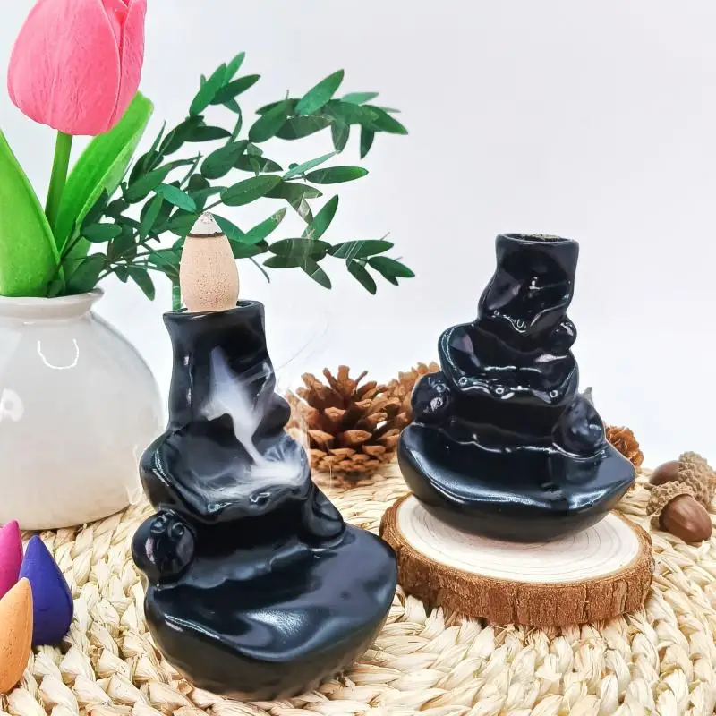 1 قطعة تمثال قابل للجمع ، مبخرة البخور ذات التدفق الخلفي ، الحلي الراتنجية الإبداعية ، الحرف اليدوية ، البخور ، عرض الدخان ، مبخرة المياه المتدفقة في جبال الألب ، موقد الزينة الداخلي لحفل الشاي ، مبخرة البخور (لون عشوائي)