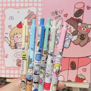 Novo desenho animado anime charlie imprensa criativa snoopy cão imprensa caneta neutra preta estudante papelaria escritório assinatura caneta 8 principais vendas caneta cao - №6