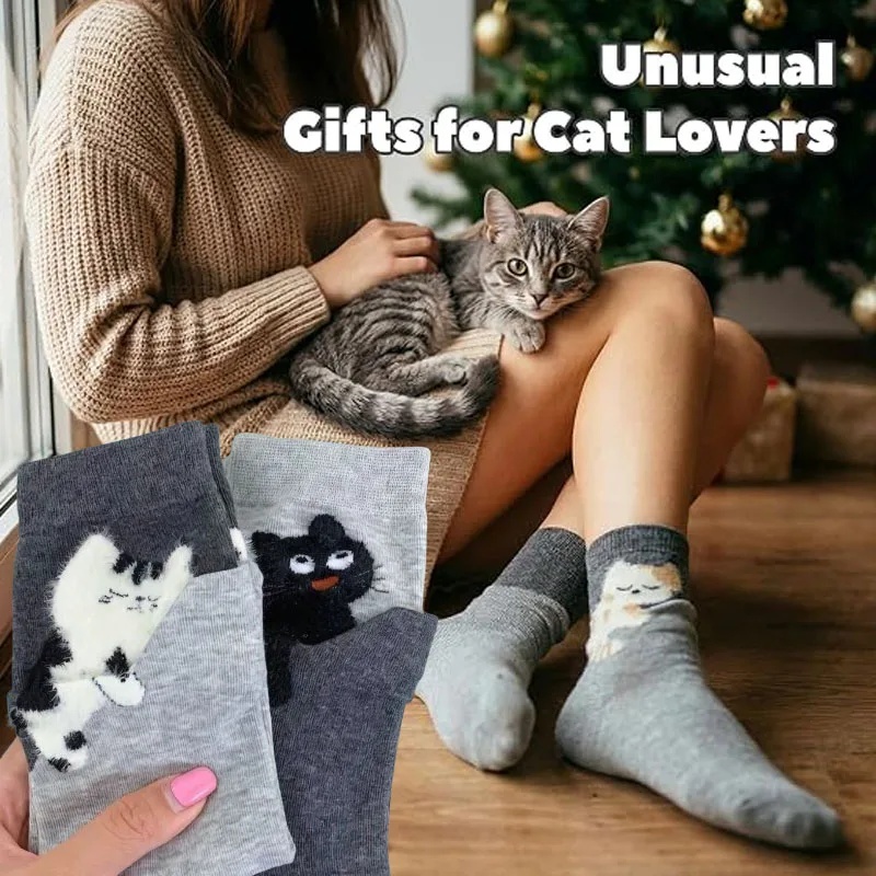 1-10Pairs Long Cat Socks Slouchy Cute Cartoon Korean for Travel Vacation Holiday Outfit Photo Prop Selfie Beach Trip