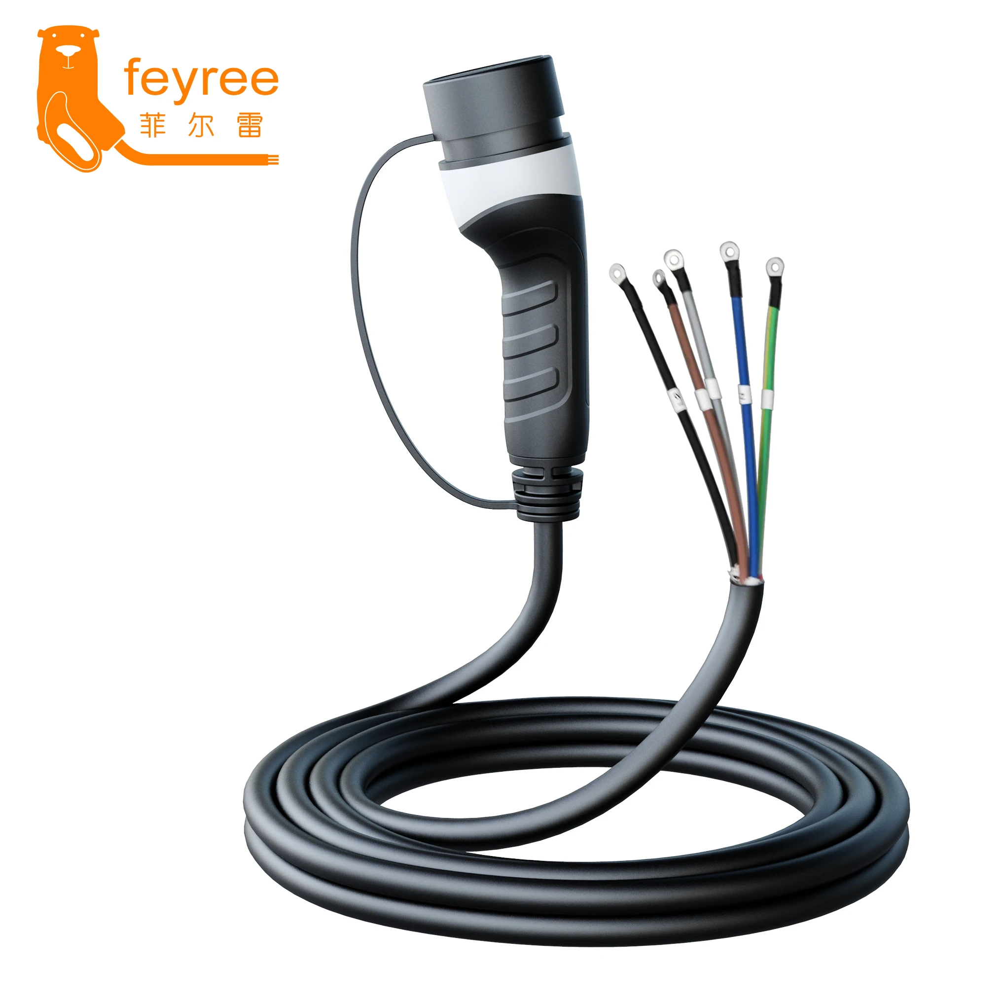 Feyree EV-Ladestecker Typ 2 Steckdose 5m Kabel 16A 3,5kW 32A 7kW 1-Phasig für Fahrzeugseite 16A 11kW 32A 22kW 3-Phasig für Elektrofahrzeuge – Detail 1