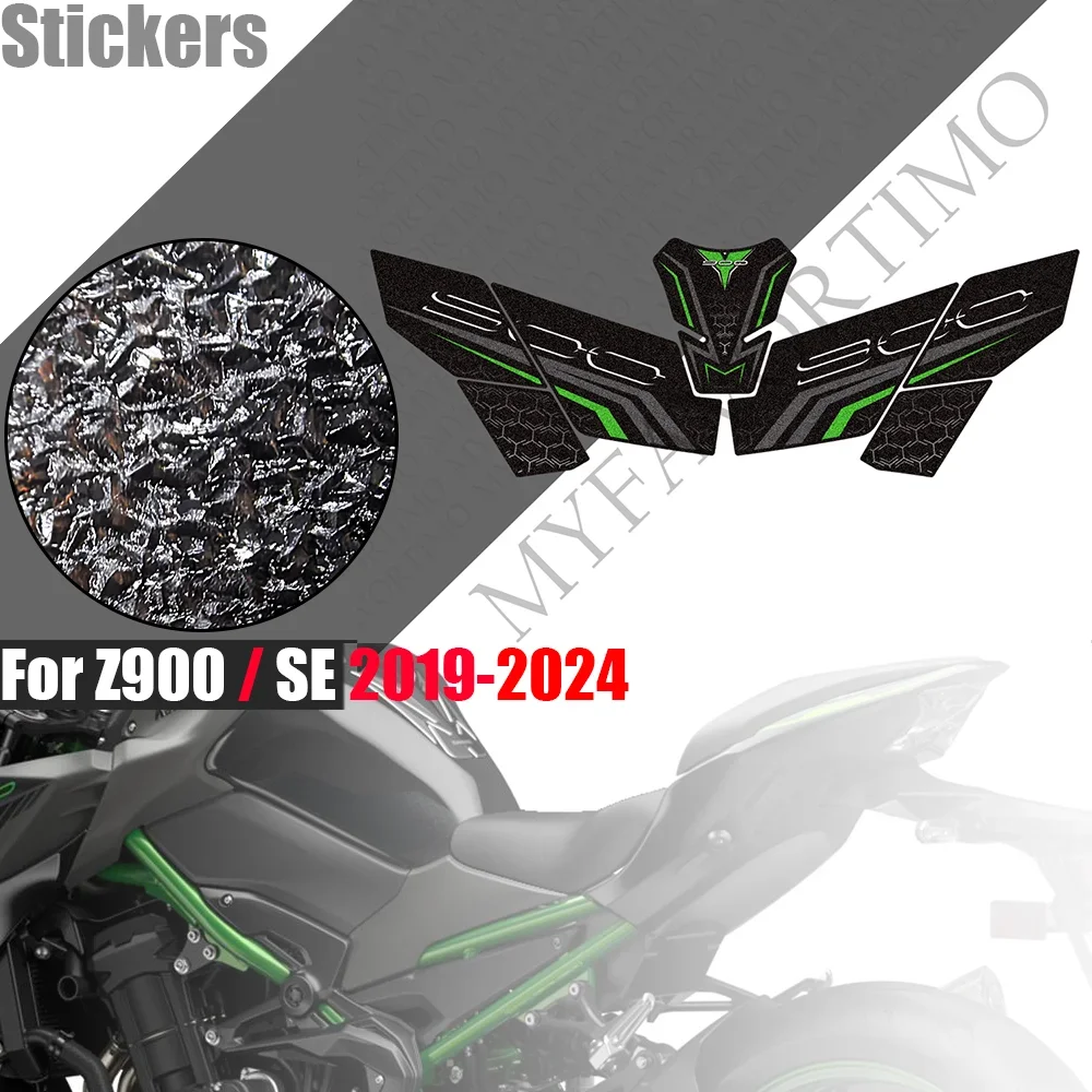 Motorcycle Anti-Slip Tank Pad Protector Kit Fairing Fender Stickers Decals For Kawasaki Z900 Z 900 SE Z900SE 2019-2024