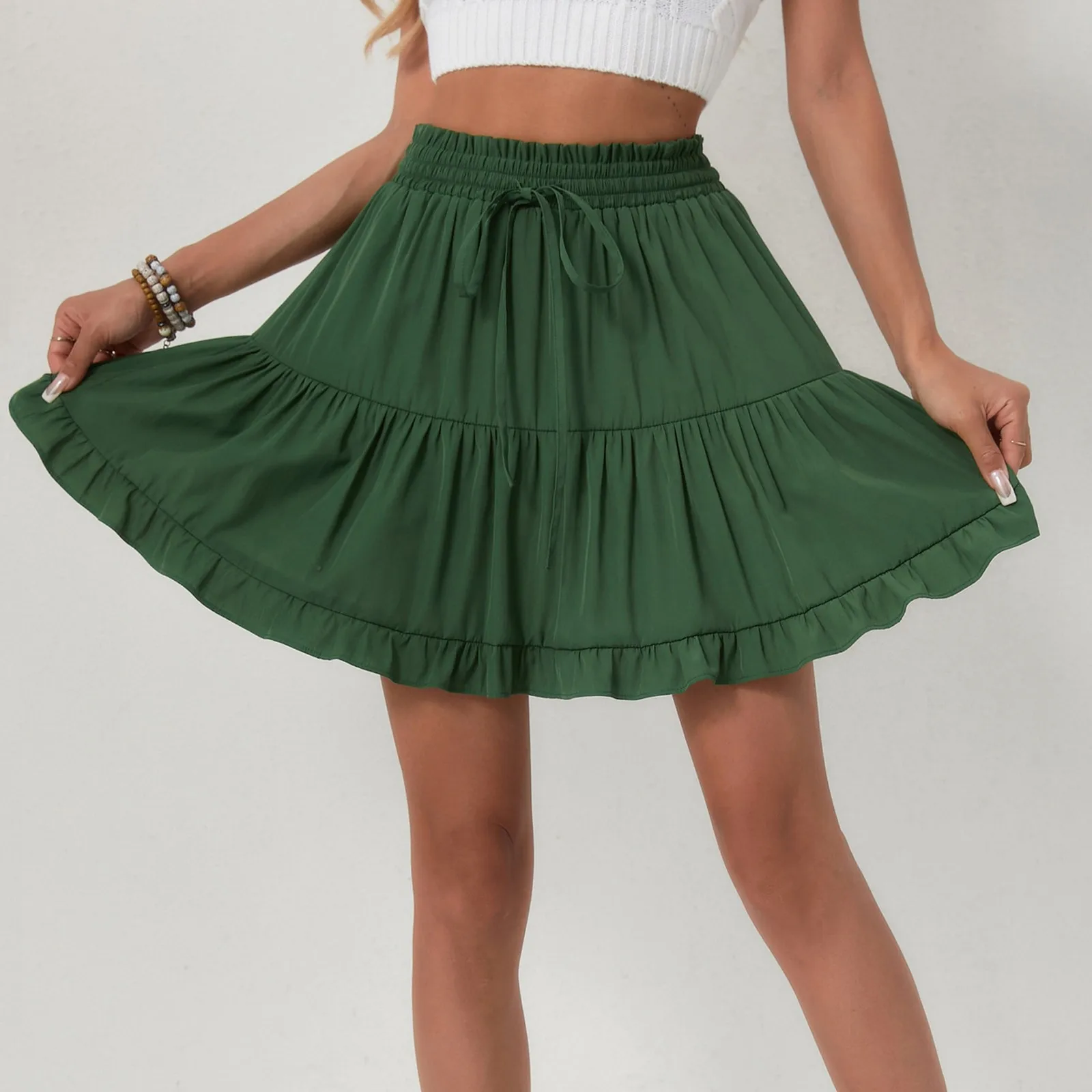 Elegante feminino smocked cintura floral maxi saias para o verão longo uma linha vestidos de tubo com design plissado para passeios de praia