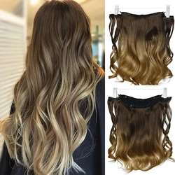 Dansama-Clip de extensión de cabello sintético para mujer, postizo de línea de pescado secreto, tejido corporal, color negro, degradado y marrón