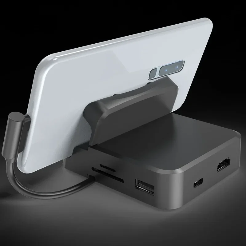 8 في 1 نوع C HUB محطة إرساء حامل هاتف ديكس الوسادة محطة USB C إلى HDMI متوافق حوض مجموعة شاحن الطاقة لسامسونج