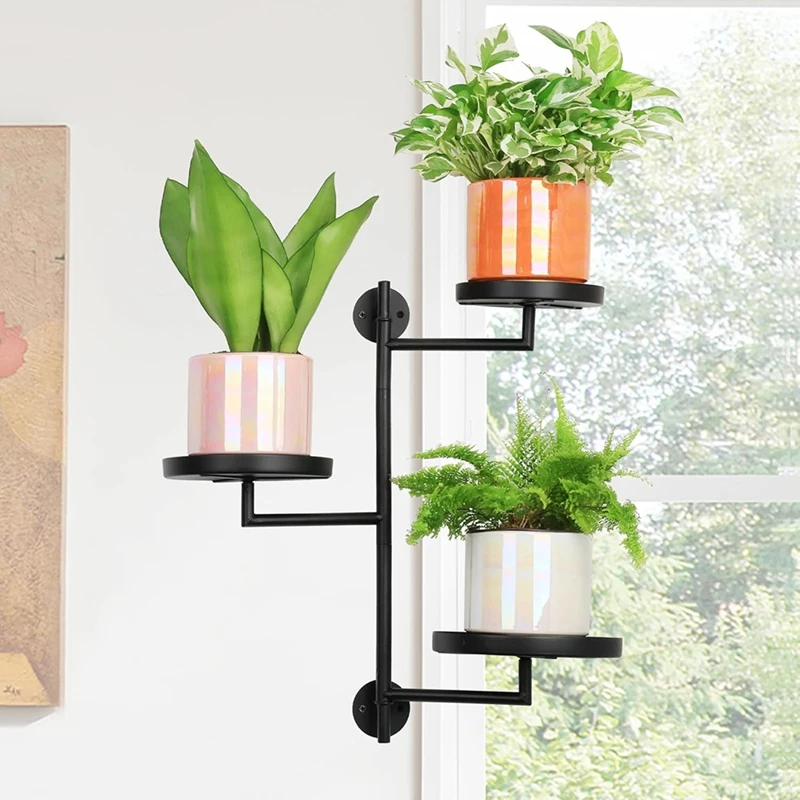 

AT35 Rotating Window Plant Shelves, 3-Tier Metal Plant Stand Indoor, Black Plant Stand, Plant Shelf For Wall Planter