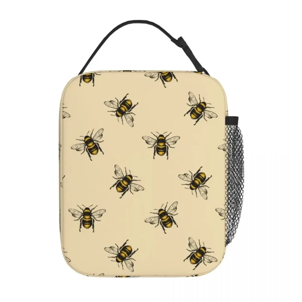 Honey Bee Vintage Bees Thermal Insulated Lunch Bag Work Reusable Bento Box Cooler Thermal Food Box