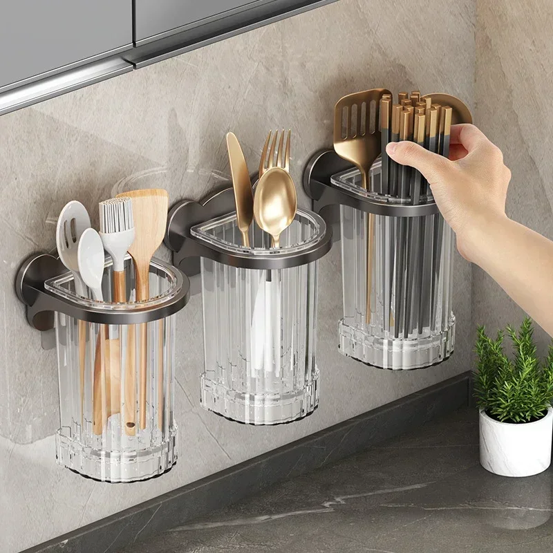 Chopstick Storage Box Kitchen Chopstick Cage Wall Mounted Chopstick Cage Household Knives Spoons Baskets Storage Rack