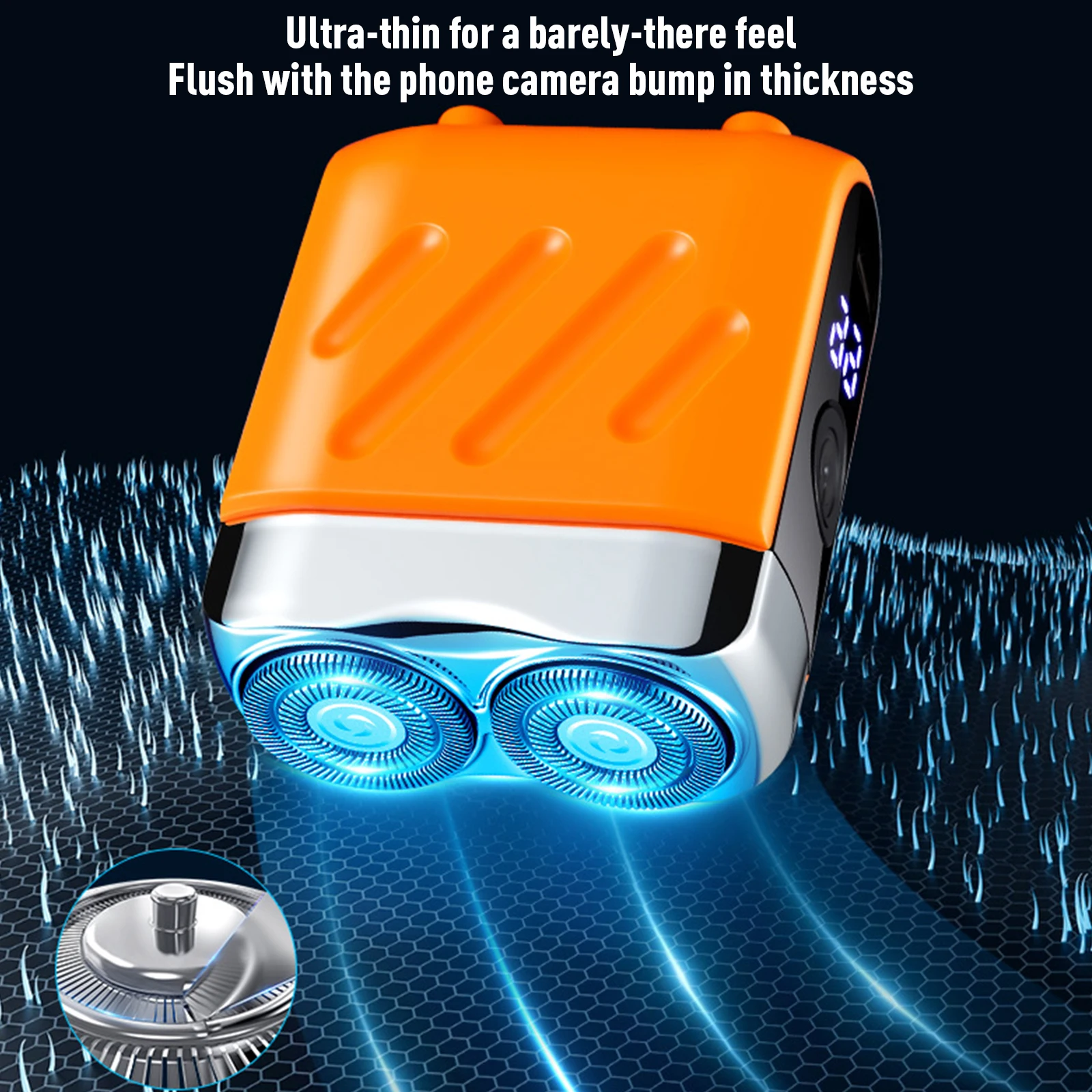 Washable Razor Type‑C Rechargeable Cordless Electric Razor Double-Ring Magnetic Head with LED Display for Men Husband Gifts