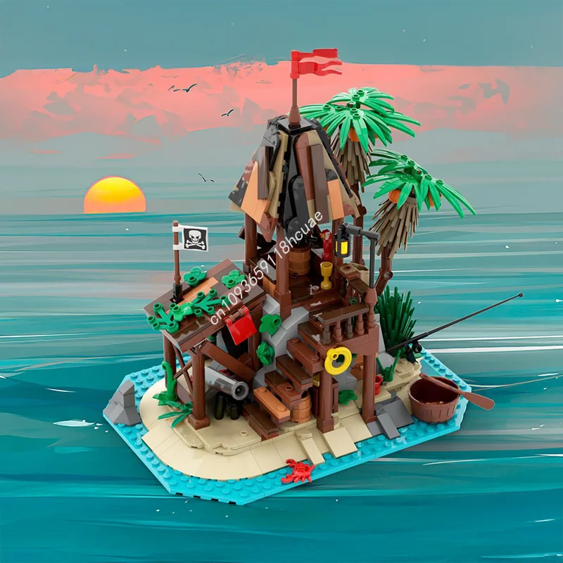 538PCS MOC Pirate Shipwreck Island Remake Modular Model Building Blocks Stacking Bricks Creative Educational Toys Kid Gift Diy