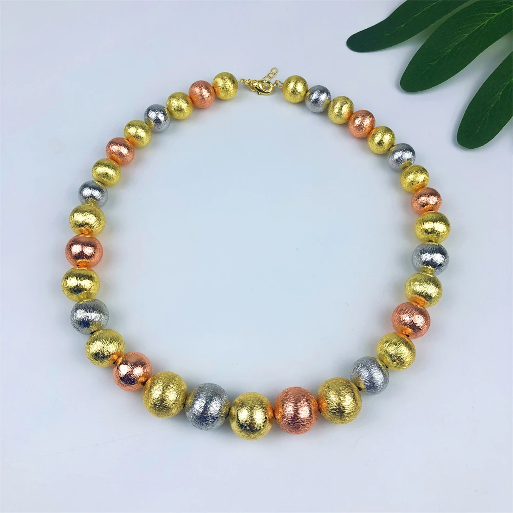 ESALE Dubai Colored bead Gold Plated Jewelry Set For Women Necklace Earrings Bracelet Wedding Party Gifts Women's Accessories