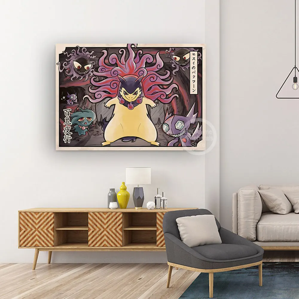 Peryferyjne japońskie role Pokémon Anime abstrakcyjny plakat obraz na płótnie sztuka Vintage ścienny do dekoracji pokoju z obrazkami bożonarodzeniowe prezenty dla dzieci