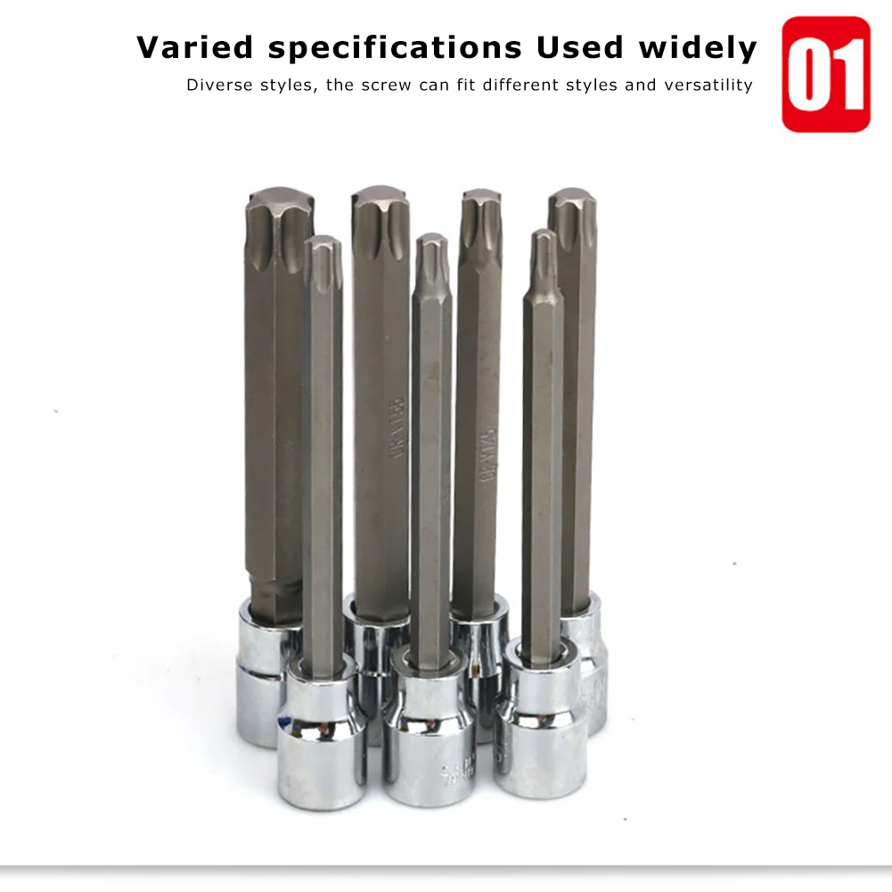 7pcs/set 3/8 inch Socket Tool Set Drive Extra Long Torx Star Bit Sockets Set T25 T30 T40 T45 T50 T55 T60 Hand Tools