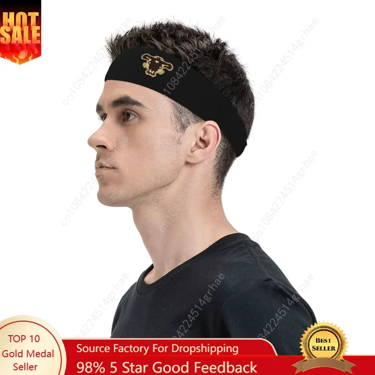 

Blacks Bull Squad Sports Headband Headwear Cloverd Asta Japanese Anime Hair band Fitness Sport Sweatband Sports Safety for Women