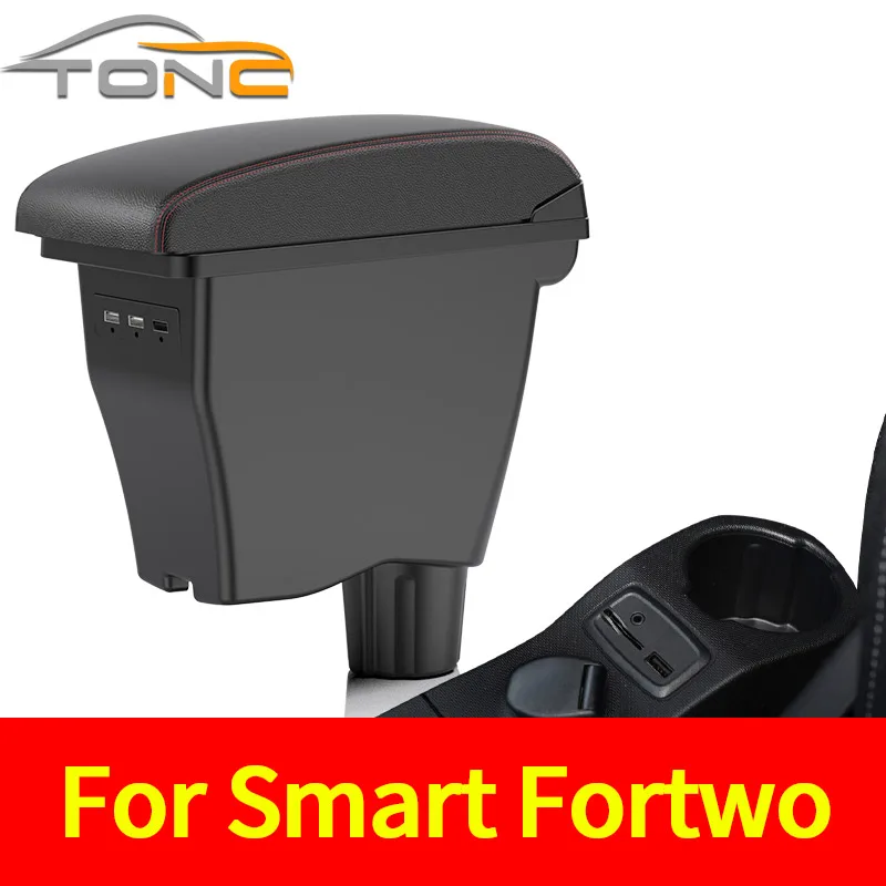 For Smart Fortwo Armrest For Mercedes New Smart 453 Fortwo Forfour Car Armrest box Retrofit parts Interior Storage Box 2015-2018