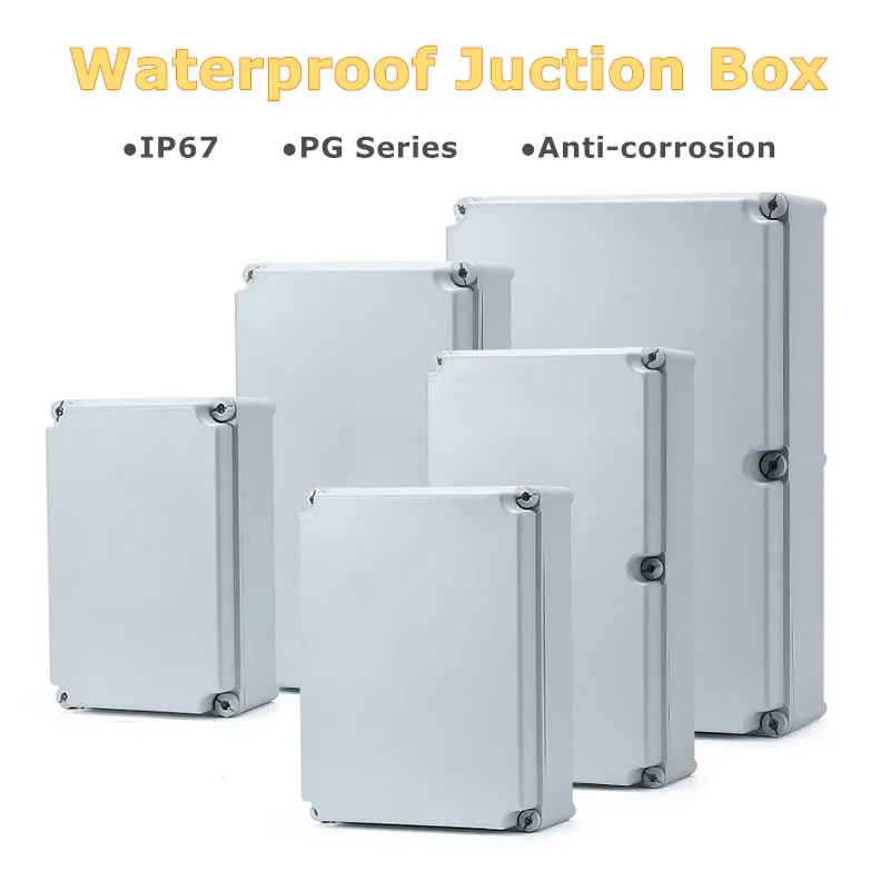 PC Series IP67 Grey Waterproof Electric Juction Wire Box PC Enlcosure For Outdoor Electronic Projects Weatherproof Power Casing