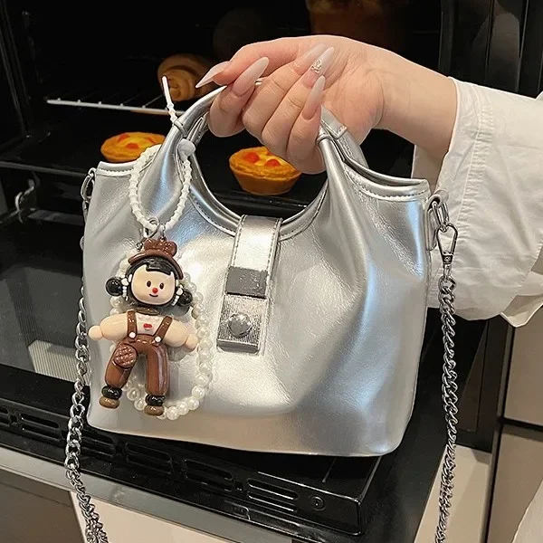 

Vintage Italian Leather Crossbody Bag Women's Unique Buckle 3 - Compartment Spacious Lightweight Shoulder Purse