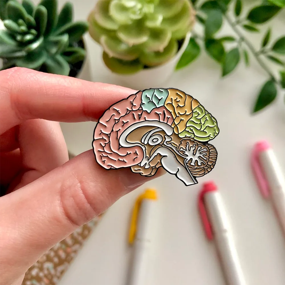 Hanreshe Enamel Barin Brooch Pin Medical Anatomy Brain Neurology Jewelry Lapel Backpack Badge Gifts for Doctor Nurse