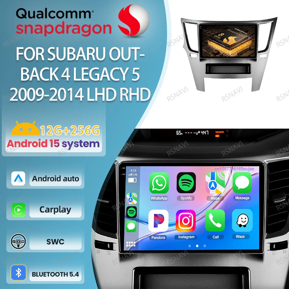 

Android 15 Car Radio For Subaru Outback 4 Legacy 5 2009-2013 2014 LHD RHD QLED DSP 8 Core Systems Autoradio 5G WIFI AI Voice DVD