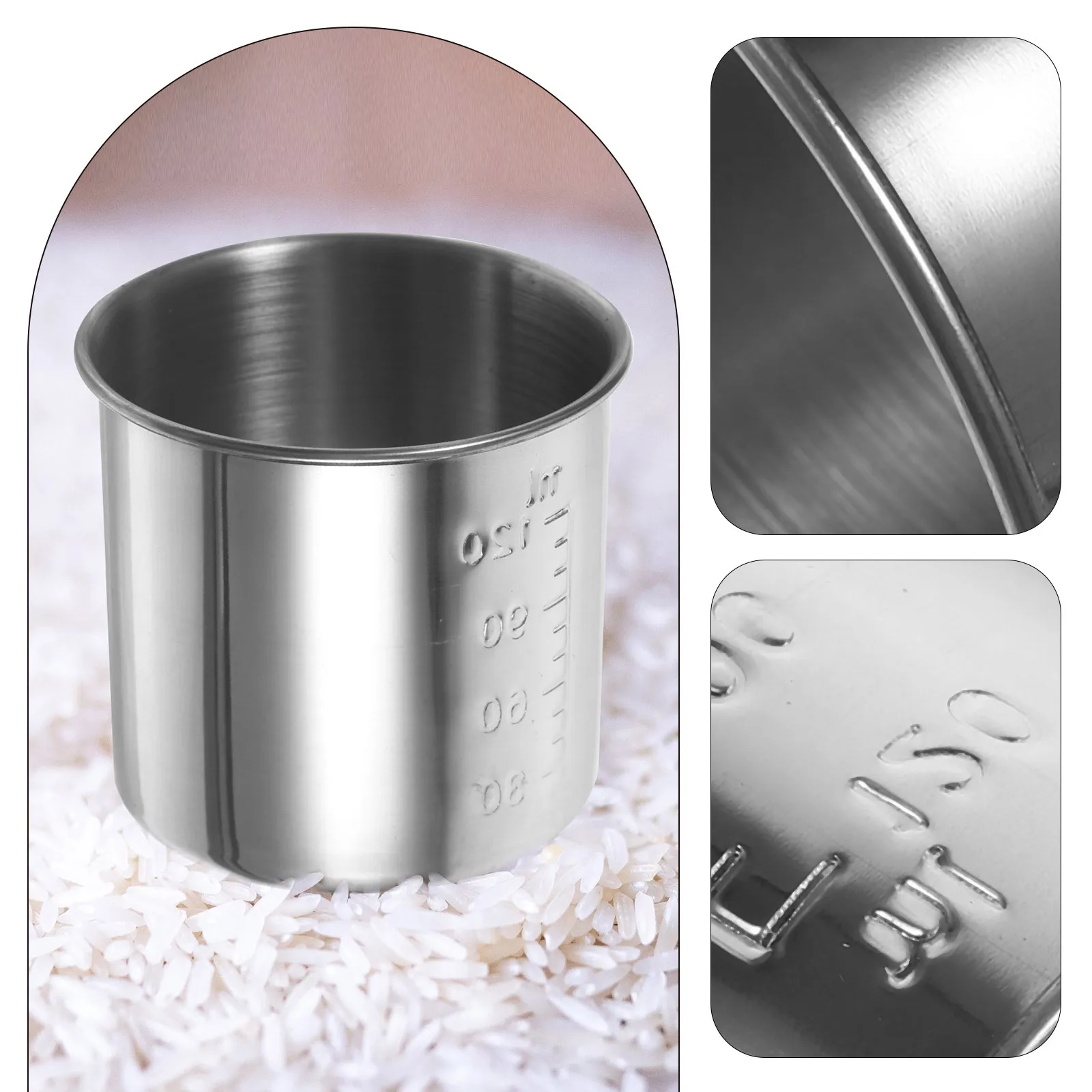 

Stainless Steel Measuring Cup 120Ml Thickened Sturdy Rice Container Kitchen Measuring Tool Multifunctional Liquid Powder Holder