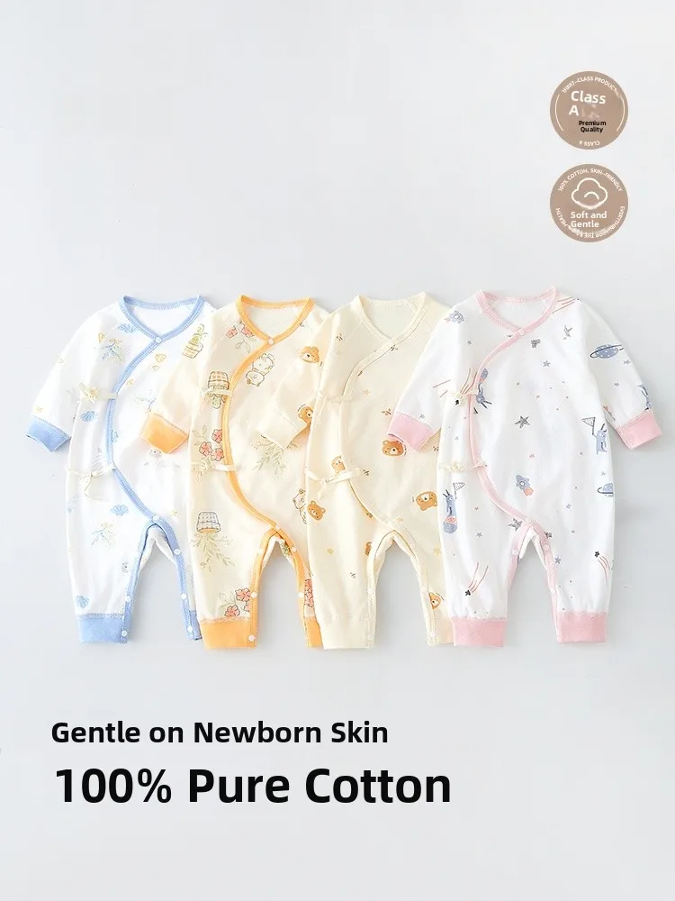 

Pure Cotton Newborn Baby Rer Spwear Monastic Clothes Suit Spring Autumn Long Sve Traditional Chinese Hanfu