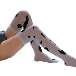 Over Knee Stockings Kawaii Cow Spot Print Contrast Color High Elasticity Cosplay Over Knee Thigh Stockings dropshiping