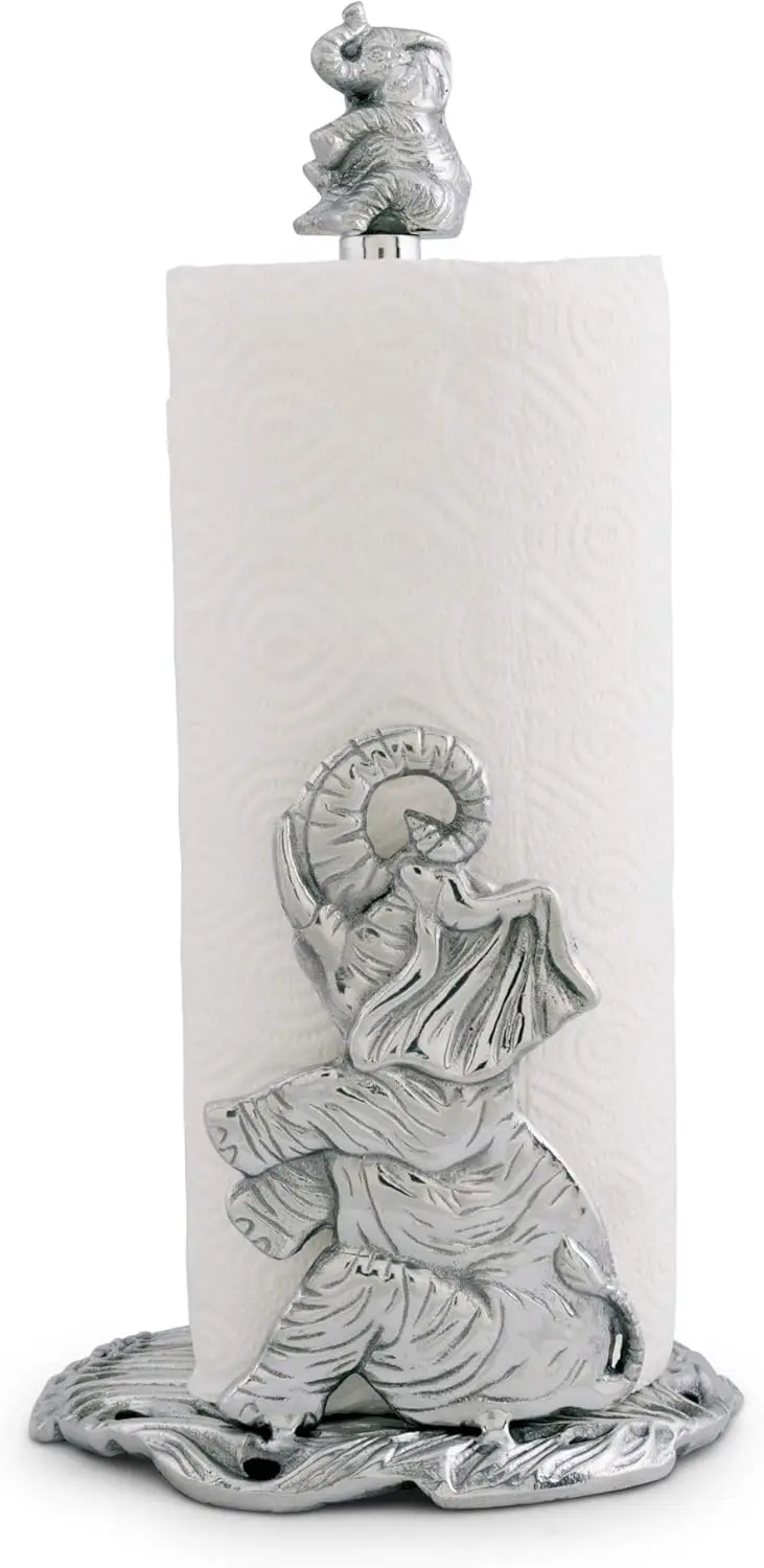 

Elegant Elephant Paper Towel Holder, Aluminum Metal Countertop Decor, 14.5 Inches Tall
