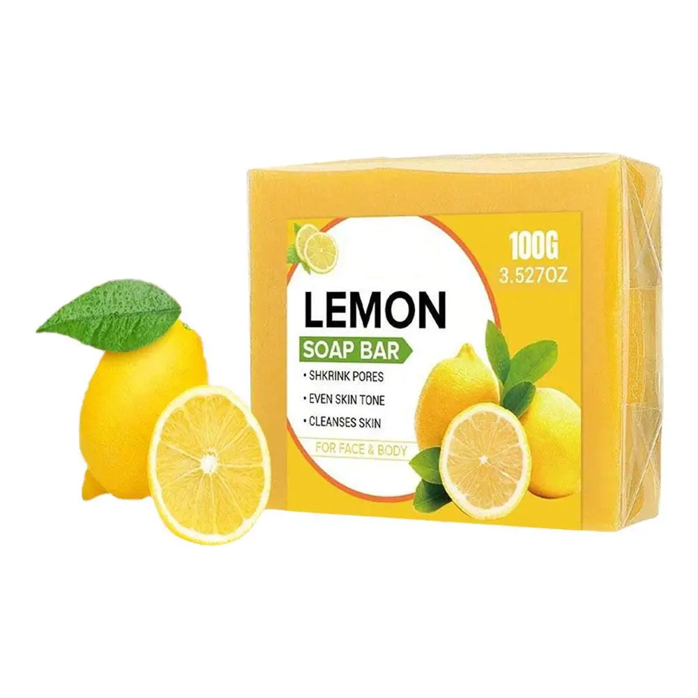 100g sabun asam Kojic kunyit Lemon alami mencerahkan Minyak kusam perawatan kontrol bersih kulit meningkatkan kulit wajah B8Y4 lembut