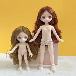 16/23CM BJD 인형 13 관절 이동식 인형, 컬러 눈알 여성 누드 부드러운 머리카락 신발 포함, 소녀 DIY 완구, 생일 선물