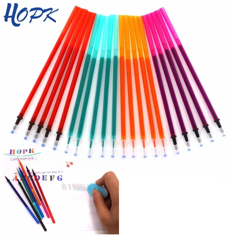 10/12/20Pcs/lot Color Erasable Refill Pen Set 0.5mm orange Ink Erasable Washable Pen Rod for School Office Supplies Stationery