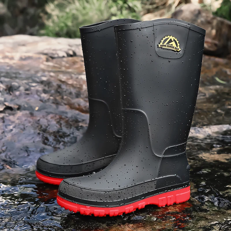 

Мужские водонепроницаемые ботинки для кухни, нескользящие полусапоги, рабочие ботинки средней высоты, повседневные водонепроницаемые уличные ботинки для рыбалки